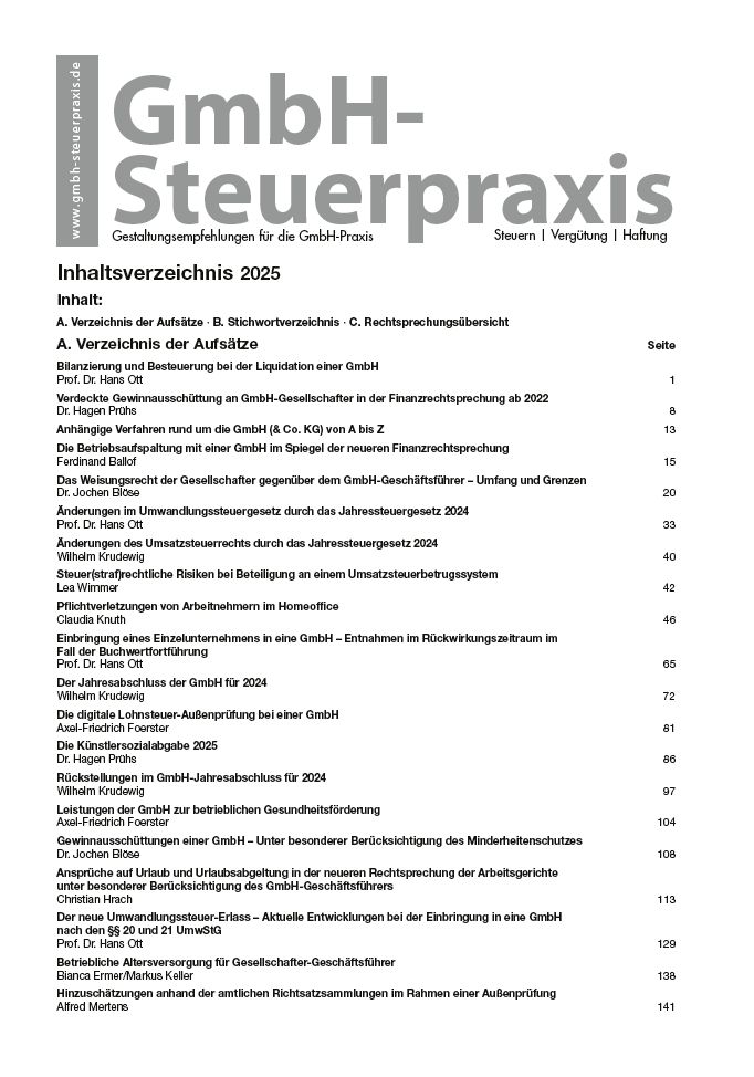 Jahresinhaltsverzeichnis